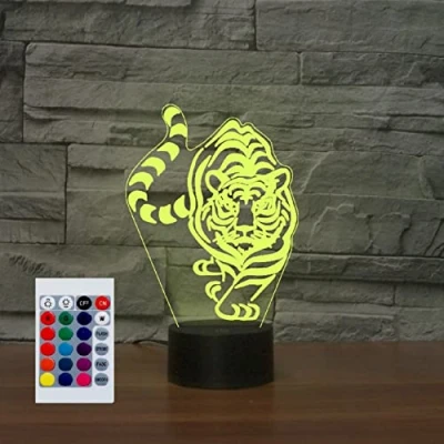 Immagine di SUPERHONGJIHAO Luce notturna per bambini 3D Tiger Led Lampada con telecomando 16 Cambiare colore regalo di compleanno Natale il bambino