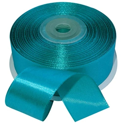 Immagine di AERZETIX C55643 Rotolo di nastro raso satinato 25mm x 25m colore turchese striscia imballaggio regalo decorazione matrimonio compleanno festa in poliestere