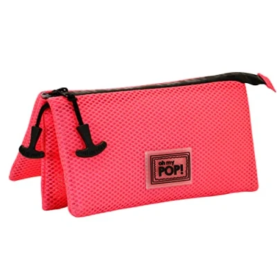 Immagine di Oh My Pop! Fucsia Neon Astuccio Triplo Mesh, Rosa, 23 x 11 cm