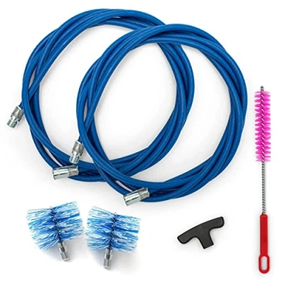 Immagine di BARETTO Kit per Pulizia della Stufa a Pellet, Prolunga di 6 Metri la Pellet con Curvatura 90, 2 Scovolini Standard in Nylon 80 mm e 100mm, Scovolino multiuso Manico