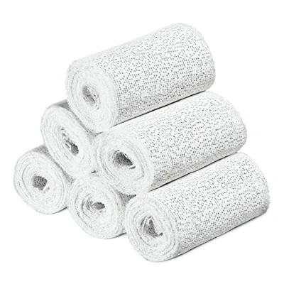 Immagine di Navaris Rotoli bende gessate calco pancione 6x rotolo garze gesso 10cmx300cm asciugatura rapida uso su pelle viso corpo modellismo modelli maschere