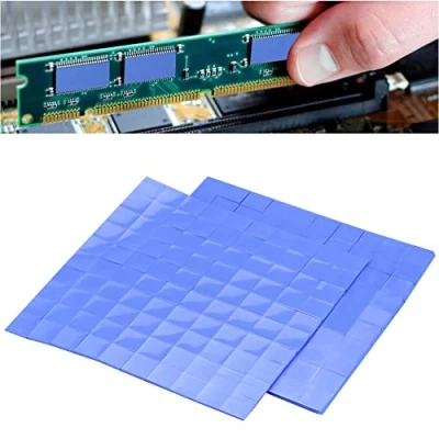 Immagine di GIRAFEDA 2 Pezzi Pad Termici 100 * 1 mm GPU con Conduttività Termica da 1,5 W/MK Cuscinetti in Silicone Alte Prestazioni Riutilizzabile per GPU/CPU/VGa/IC/LED (Blu)