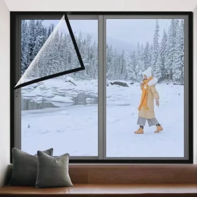 Immagine di 40x190cm,Window Pellicola Isolante per Finestre Termico Trasparente le Include Nastro adesivo Una Facile Installazione
