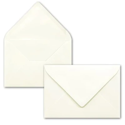 Immagine di 100x Buste B6 17,5 x 12,5 cm bianco naturale colla umida con lembo a punta 120 g/m² per matrimoni, biglietti d&#039;auguri, inviti