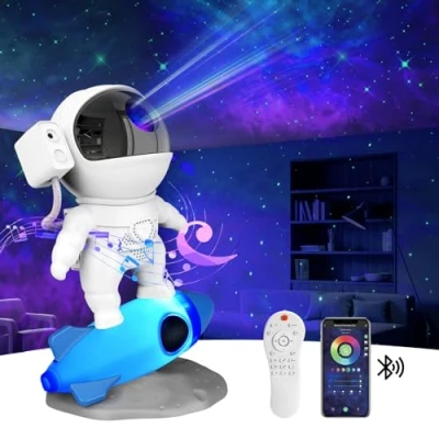 Immagine di SUPPOU Astronauta Proiettore Stelle Soffitto, Intelligente, Galaxy con Telecomando, Altoparlante Bluetooth e Timer, Astrolyte Luce Notturna Bambini