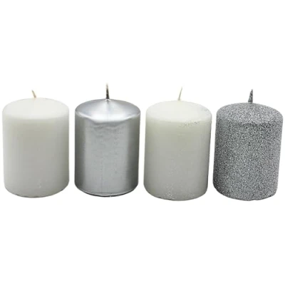 Immagine di Dekohelden24 candele dell&#039;Avvento, a pilastro, corona da tavolo, blocco, candela tavola in bianco argento, contenuto della confezione: 4 pezzi,