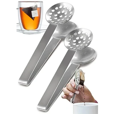 Immagine di ORBLUE Spremiagrumi Manuale in Acciaio Inox con Colino, Mini 2 Pinze per Spremi Bustine di Tè e Porta Zucchero Design Elegante Resistente PACK