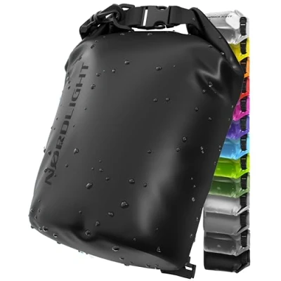 Immagine di Dry Bag E Borsa Impermeabile (15L, Nero) Con Chiusura A Rullo Tracolla Per Nuoto, Spiaggia, Canoa, Stand Up Paddling, Immersioni