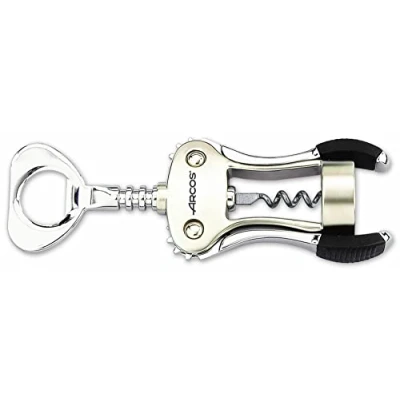 Immagine di ARCOS Cavatappi Manuale 195millimetri in Lega di Zinco con Apribottiglie Utensile Antiscivolo per Aprire Vino e Birra Colore Argento