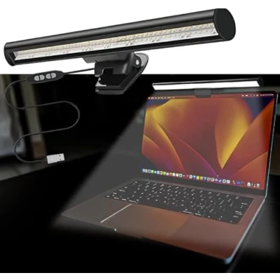 Immagine di Arespark Lampada da Monitor, luce per monitor,Monitor Light Bar,Lampada Schermo LED Ricarica USB,3 Temperature di Colore e Luminosità Regolabile