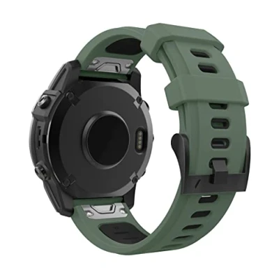 Immagine di MoKo Cinturino Compatibile con Garmin Fenix 7/7 Pro/6/6 Pro/5/5 Plus/Instinct Solar/Instinct 2/Forerunner 965/955, Quick Fit 22mm di Ricambio in Silicone Morbido Bicolore, Verde Scuro/Nero