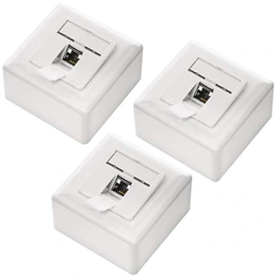 Immagine di deleyCON 3x CAT 6a Universale Presa di Rete 1x Porta RJ45 Schermato Superficie o Filo 10 Gigabit Ethernet EIA/TIA 568A&amp;B Bianco
