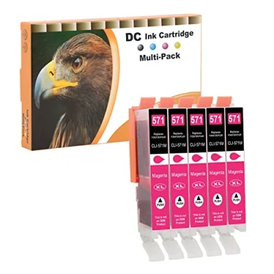 Immagine di D&amp;C 5x Magenta Cartucce d&#039;inchiostro Compatibili per Canon CLI 571M XL PIXMA TS5053 TS5055 TS6050 TS6051 TS6052 TS8050 TS8051 TS8052 TS8053 TS9050 TS9055 MG5750 MG5751 MG5752 MG5753 MG6800