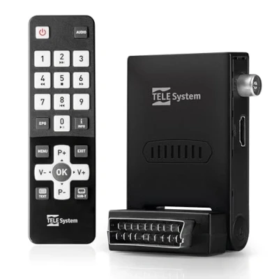 Immagine di Tele System Mini Decoder Digitale Terrestre FACILE STEALTH con Funzione Autoscan e LCN, Lettore Multimediale USB Integrato Telecomando Easy Incluso Installazione Plug &amp; Play via SCART o HDMI