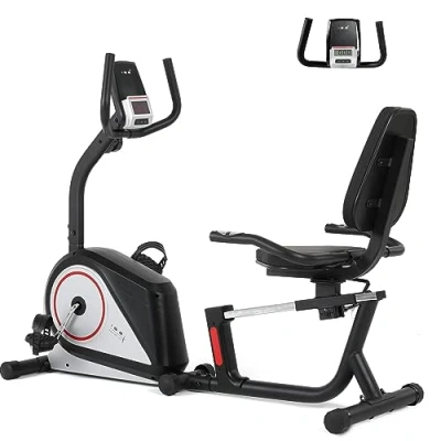 Immagine di ISE Cyclette Orizzontale Magnetico 2 in 1, Da Casa Reclinata con Freno Magnetico, 8 Livelli di Resistenza＆ LCD Display, Sensori Pulsazioni, Sedile Regolabile,Cyclette Seduti
