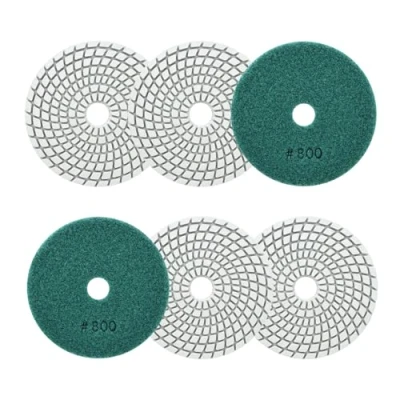 Immagine di SANLEETEK Diamantato Tamponi di Lucidatura Bagnato 100mm 6pezzi Grana 800 Dischi per Granito Marmo Pietra Artificiale Quarzo Smerigliatrice Angolare