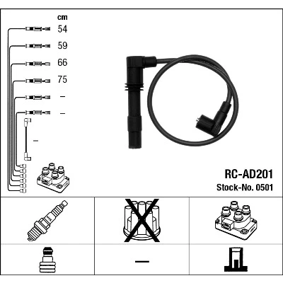 Immagine di NGK 0501 Kit Cavi Accensione 4 AUDI: A3 Hatchback, SKODA: Octavia 1 Combi, VOLKSWAGEN: Passat B5 Sedan