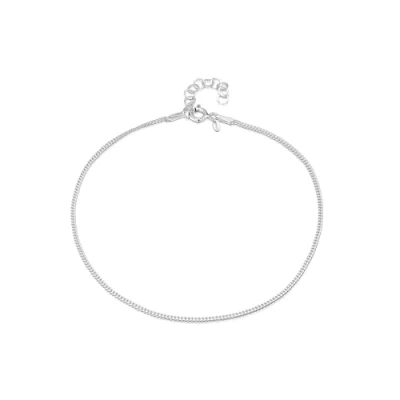 Immagine di Amberta Gioielli Catenina da Caviglia Argento Sterling 925 Modello Barbazzale 1,5 mm Regolabile 22 a 25,5 cm Misura Flessibile