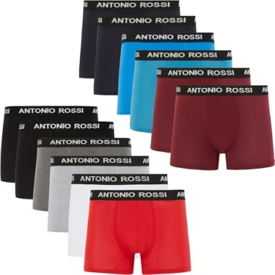 Immagine di ANTONIO ROSSI (confezione da 12) Boxer aderenti uomo multipack con elastico in vita traspiranti e morbidi indossare ogni giorno, Colori chiari assortiti, XXL