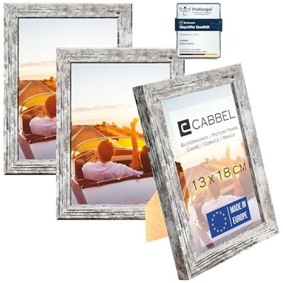 Immagine di CABBEL set di 3 cornici 13x18 in legno MDF con vetro acrilico infrangibile betulla