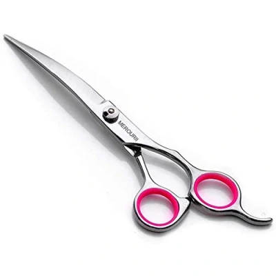 Immagine di Forbici Cani Toelettatura,6&quot; Forbice Curve per Animali in Acciaio Inossidabile Recchie Occhi Capelli Toelettatura Cane Gatti (Down Curved)