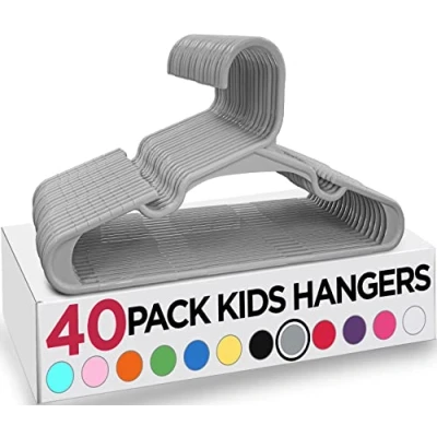 Immagine di Utopia Home (40 Pezzi, verde) Appendiabiti in plastica per bambini la cameretta e il guardaroba resistenti sottili