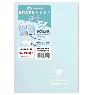Immagine di Clairefontaine 961772C Un quaderno a punto metallico Koverbook Blush ghiaccio A5 14,8x21 cm 96 pagine righe Carta Bianca 90g copertina in polipropilene