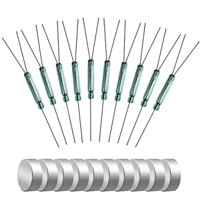 Immagine di Gebildet 10pcs 4W 3Pin Magnetico Interruttore Reed,Reed Switch Normalmente Aperto N/O N/C SPDT,Interruttore di Induzione,Relè Reed in Vetro,(2.5mmx14mm)+10pcs Magnete