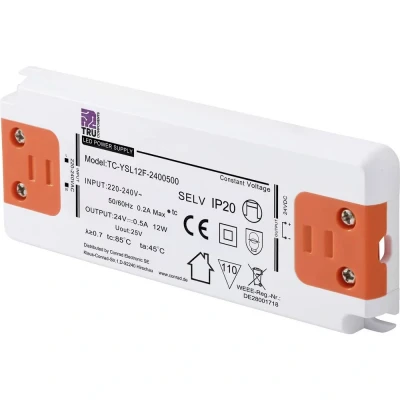 Immagine di TRU COMPONENTS TC YSL12F 2400500 Trasformatore per LED Tensione costante 12 W 0.5 A 24 V/DC adatto mobili, Sovratensione, Montaggio su superfici