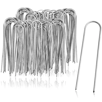 Immagine di com four® 100x ancoraggi a Terra in Acciaio Rivestito robusti picchetti per Il Fissaggio di Pile e pellicole Erbacce Giardino Campeggio (100 Pezzi 150x25x3mm)