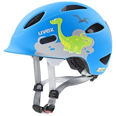 Immagine di uvex Oyo style casco da bicicletta leggero per bambini regolazione individuale della taglia espandibile con luce LED blu dinosauro opaco 45 50 cm