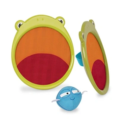 Immagine di B. toys Frankie la rana Gioco di lancio e cattura Acchiappacriteri Playset per lo sport l&#039;aria aperta 2 palette rane palla in tessuto giocattolo da esterno bambini, 3 anni+