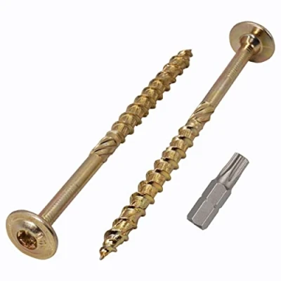 Immagine di Confezione da 20 viti per legno gialle in acciaio zincato 6,0 x 100 mm, con testa Torx, sottile, legno, parzialmente filettate (20, mm)