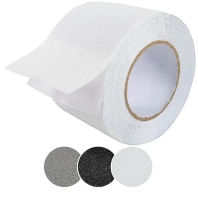 Immagine di ANRO Nastro adesivo antiscivolo, autoadesiva, per scale, in PVC, interni ed esterni, rotolo semitrasparente, 10 cm x m