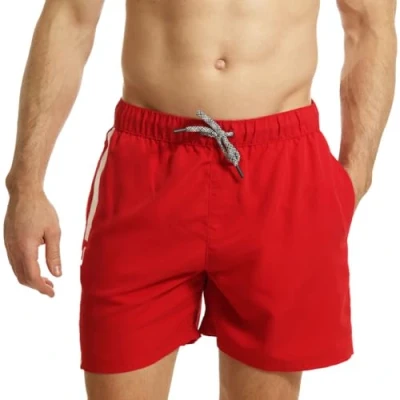 Immagine di Ript Performance Uomo Essentials Pantaloncini da bagno a rapida asciugatura con protezione solare UV 50, Rosso/Bianco, S