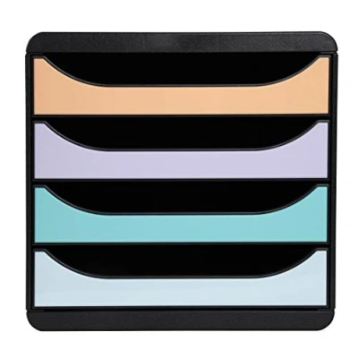 Immagine di Exacompta 3104296D Cassettiera BIG BOX Aquarel 4 cassetti aperti per formato fino a 24x32cm Dimensioni (LxAxP): 27,8x26,7x34,7cm Nero/Pastel glossy