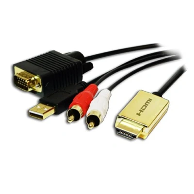 Immagine di LogiLink CV0052A Adattatore [1x Spina HDMI 1x VGA, RCA] Oro, Nero 2.00 m