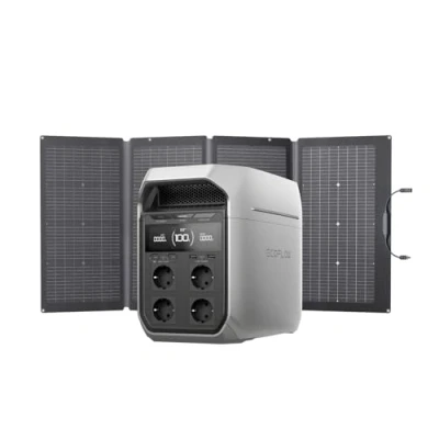 Immagine di EcoFlow Generatore solare da 1024Wh DELTA 3 Plus con pannello bifacciale 220W, ingresso 1000W, batteria LFP, per backup domestico, emergenza, in campeggio(power bank inclusa)