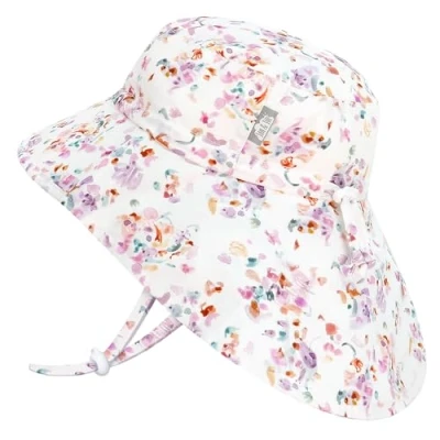 Immagine di Jan &amp; Jul Cappello da sole bambina &quot;Grow with me&quot; in cotone con tesa larga, Pretty Petals, 0 6 Mesi