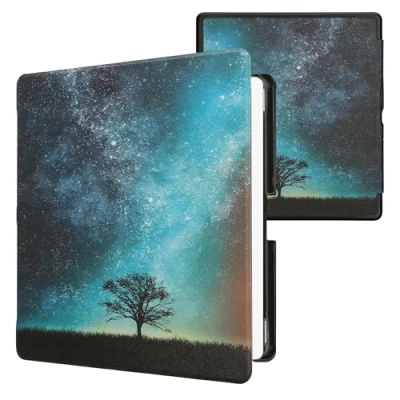 Immagine di kwmobile Custodia eReader Compatibile con Amazon Kindle Scribe (2024) Cover eBook Reader Flip Case blu/grigio/nero Natura e spazio