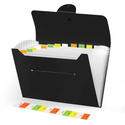 Immagine di Brencco Cartella Portadocumenti，13 Tasche Porta Documenti Espandibile，A4 Portadocumenti，Portatile Raccoglitore per Casa，Scuola e Società，Nero