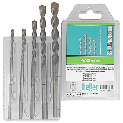 Immagine di Heller ProXtreme 28264 2 Acciaio KIT punte per calcestruzzo 5 parti 4 mm, 6 8 10 mm Alberino triangolare 1