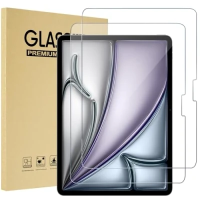 Immagine di ProCase Pellicola iPad Air 13 Pollici (M2) 2024, Vetro Temperato per 13&quot; (Modello:A2898 A2899 A2900), Anti Graffio,Durezza 9H 2 Pezzi