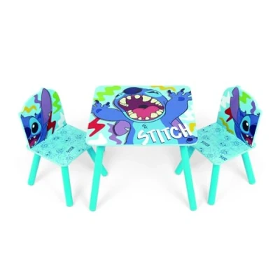 Immagine di ARDITEX Set da tavolo (50 x 50 44 cm) e 2 sedie (26,5 26,5 in legno di lilo &amp; stitch