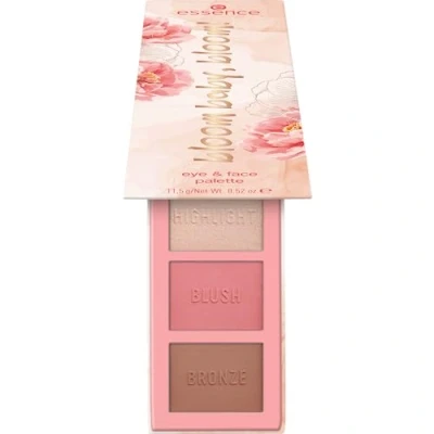 Immagine di Essence Bloom Baby, Bloom! eye &amp; face palette ombretto, n. 01, multicolore, 7 colori, altamente pigmentato, vegano, senza particelle di microplastica, nanoparticelle, profumo, confezione