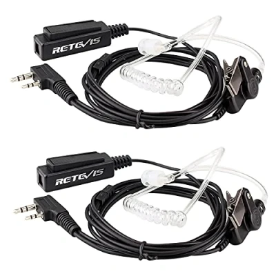 Immagine di Retevis 2 Pin Cuffie Walkie Talkie Auricolare con Tubo Acustico Trasparente Compatibile Ricetrasmettitore RT24 RT22 RT27 RT15 RT28 Baofeng UV 5R BF 888S Kenwood (2 pezzi)