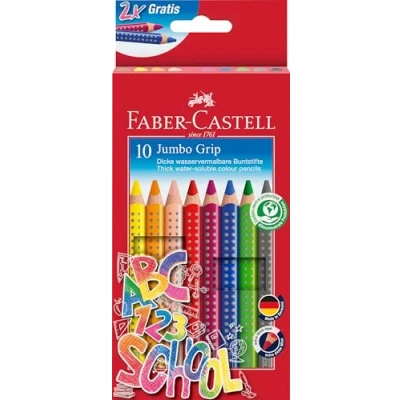 Immagine di FABER CASTELL 280922 Set di matite colorate Jumbo, 10 pezzi, infrangibili, per bambini e adulti