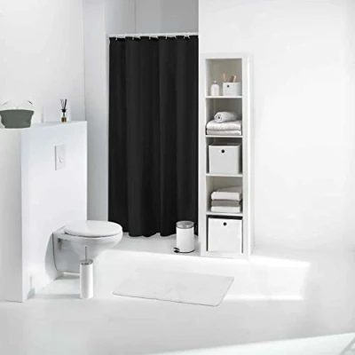 Immagine di Douceur d&#039;Intérieur 1 Tenda da Doccia in Materiale PEVA 180 x 200 cm, Stagno, Nero,