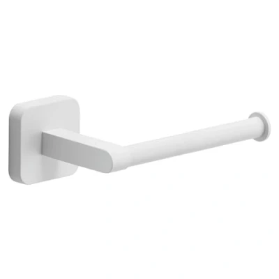 Immagine di GEDY Porta Carta Igienica Tonga, Rotolo in Acciaio Inox e Cromall, Fissabile con Viti Incluse o Biadesivo, Bianco Matt, 14,3x6,9x4,7cm