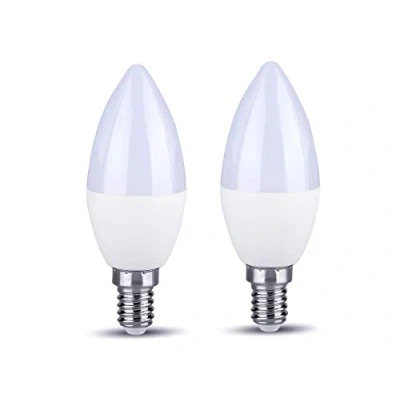 Immagine di 2 Pezzi Lampada Led E14 Dimmerabile, 5.5W 470 Lumen, C37 Forma Goccia Candela Oliva (3000K)